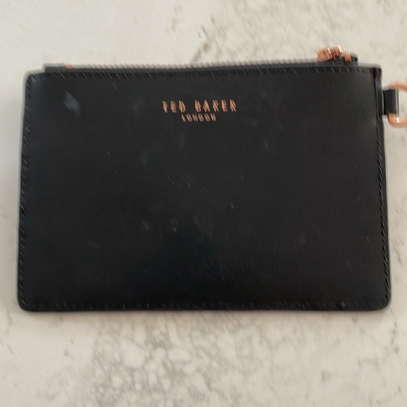 Ted Baker Embossed Leather Pouch/Clutch Black with rose gold accents - Picture 4 of 6